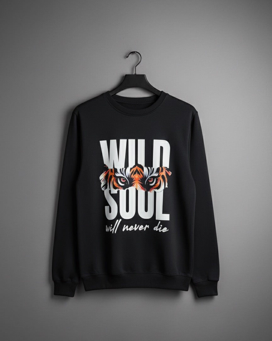 "WILD SOUL" Tiger Print Black Sweatshirt