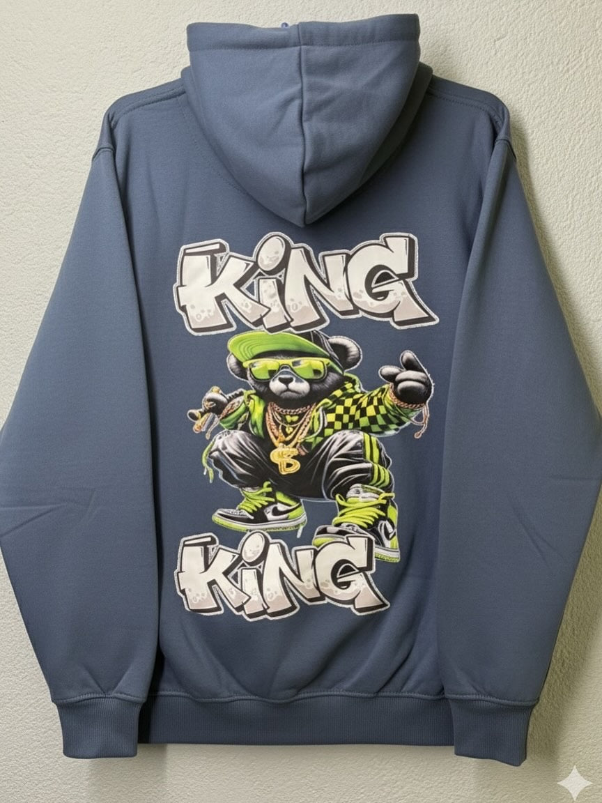 Hip-Hop Bear 'KING' Oversized Pullover Hoodie